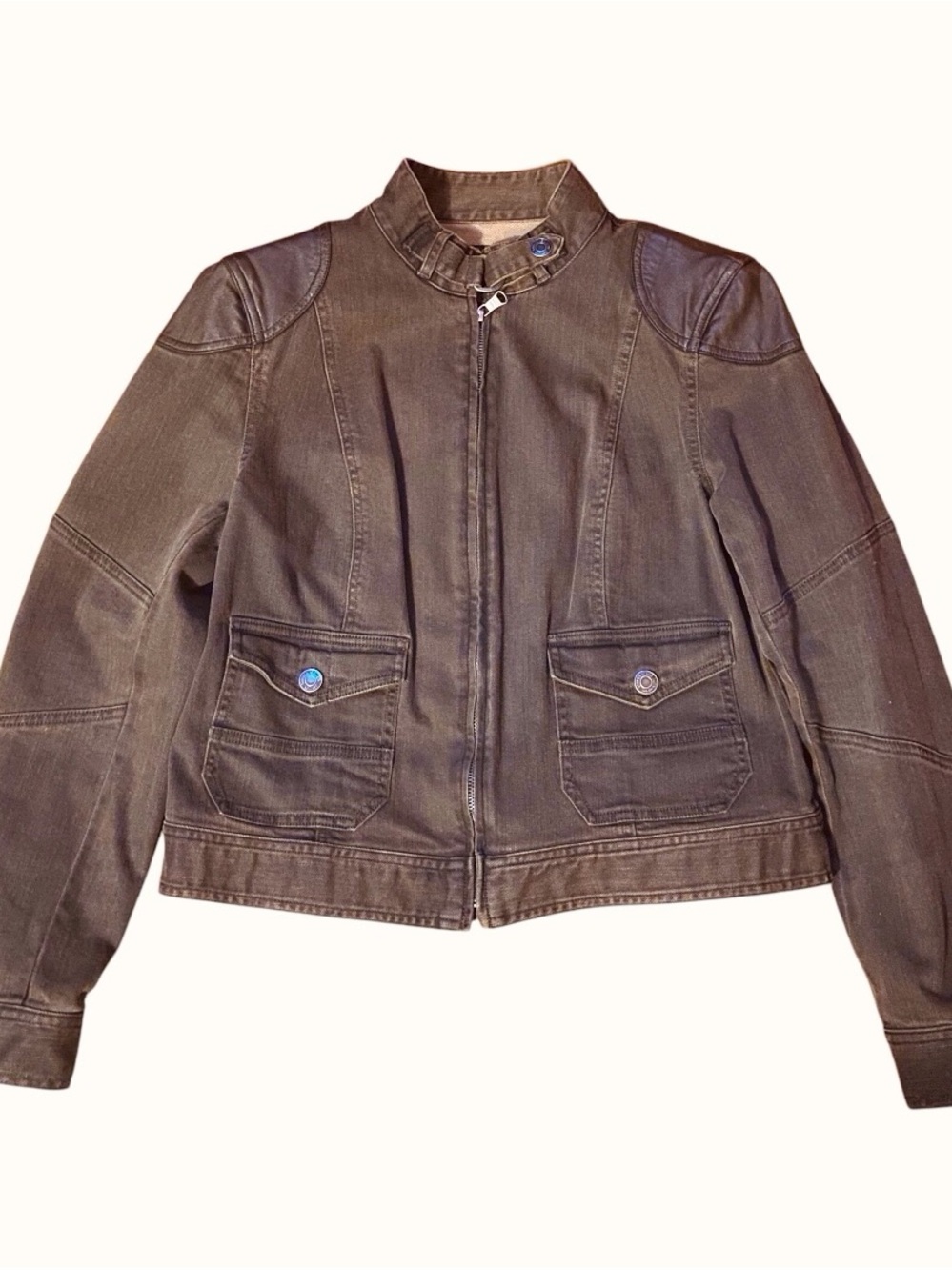 Ralph Lauren Brown Utility Jacket with Leather Shoulders